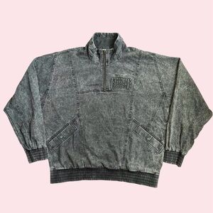 Vintage 80s 90s Nike Force Basketball Anorak Jacket Acid Wash Grey L XL RARE